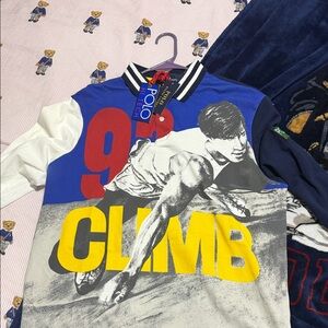 Polo by Ralph Lauren Multi-Color Graphic Long Sleeve Polo